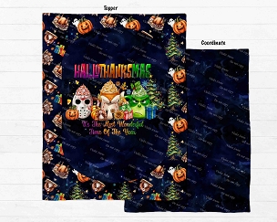 Happy HalloThanksMas Mugs Blanket Panel